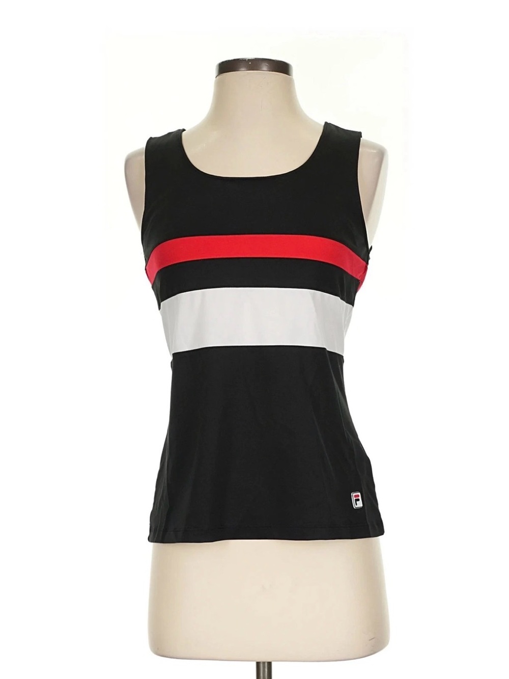 FILA Heritage Black Red White Striped Tank Top Size Small